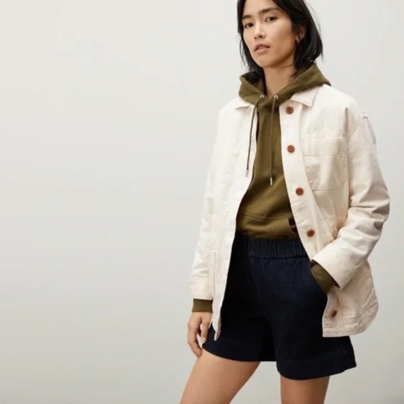 🤍 Everlane Cinchable Chore Jacket • Canvas • Bone (Off-White) • XS - Picture 3 of 8